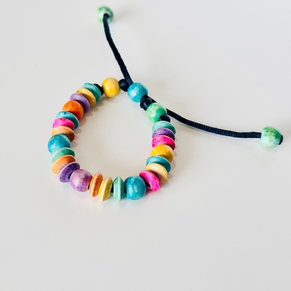Colorful Wooden Candy Beaded Adjustable Bracelet